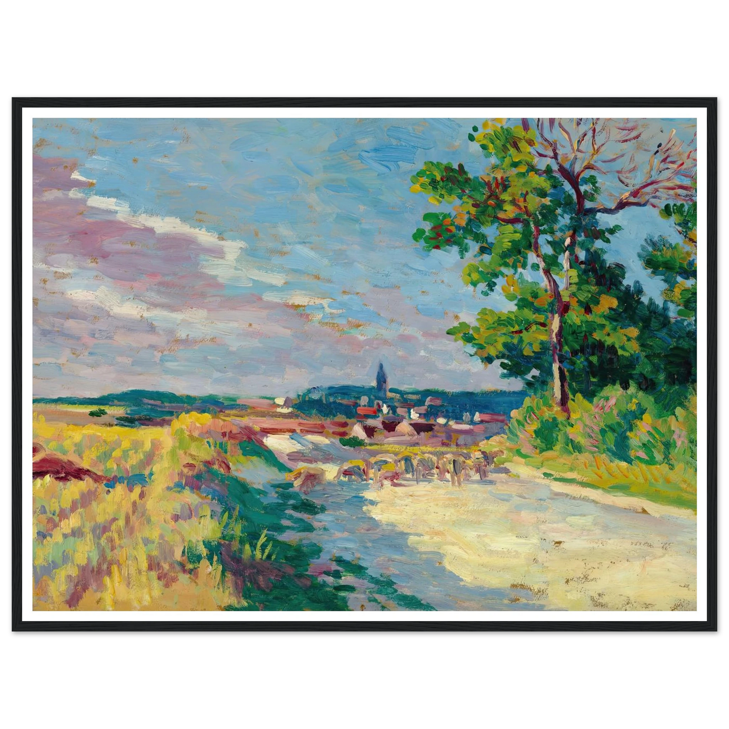 Paysage à Méréville (1904) Art Print | Maximilien Luce - Framed Poster - 30x40 cm / 12x16″ - Black frame