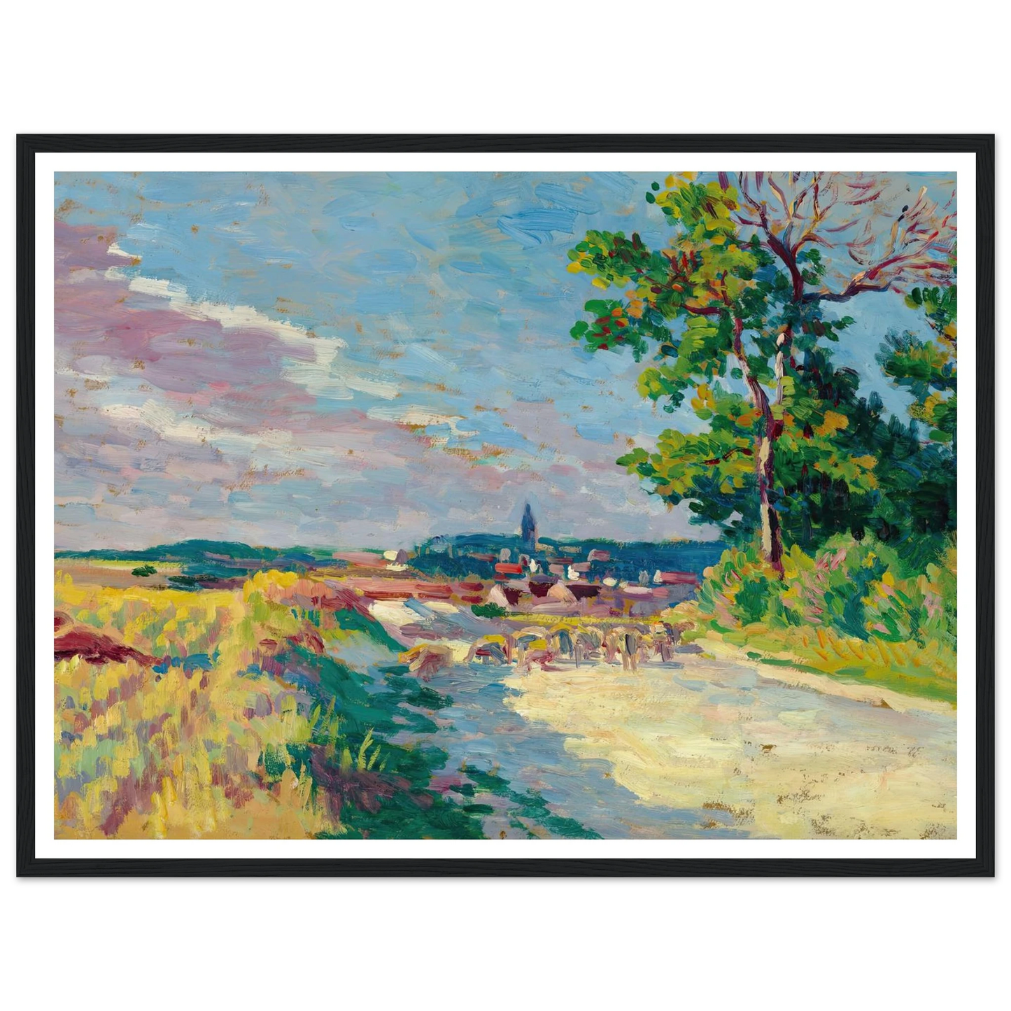 Paysage à Méréville (1904) Art Print | Maximilien Luce - Framed Poster - 30x40 cm / 12x16″ - Black frame