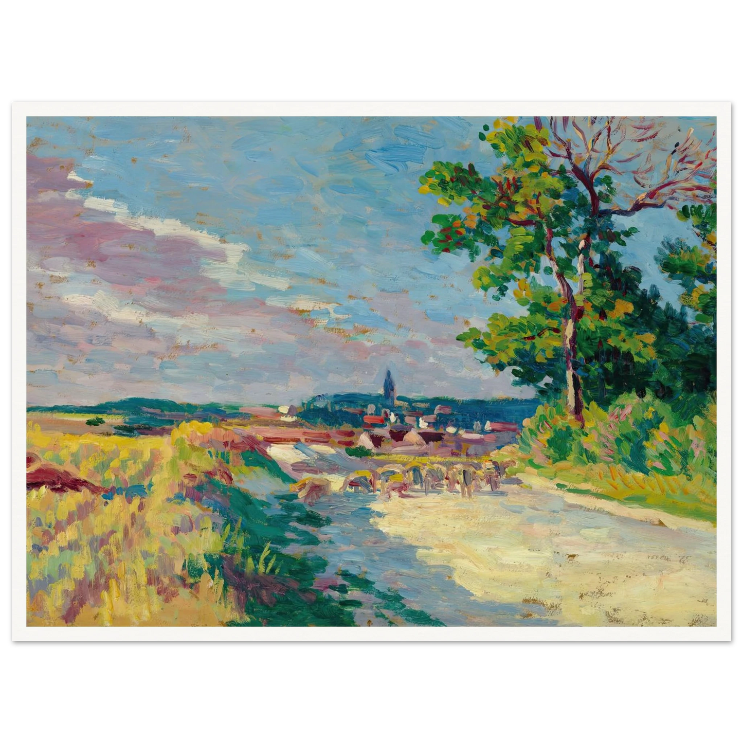Paysage à Méréville (1904) Art Print | Maximilien Luce - Framed Poster - 30x40 cm / 12x16″ - Black frame