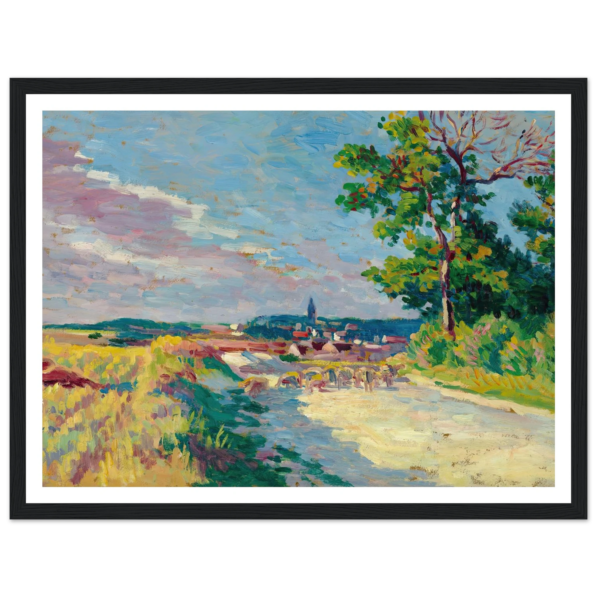 Paysage à Méréville (1904) Art Print | Maximilien Luce - Framed Poster - 30x40 cm / 12x16″ - Black frame