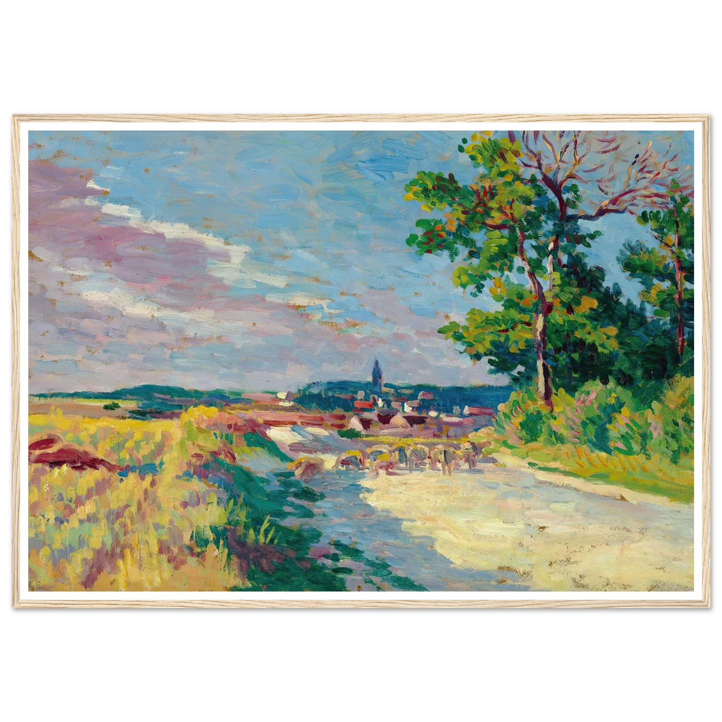 Paysage à Méréville (1904) Art Print | Maximilien Luce - Framed Poster - 30x40 cm / 12x16″ - Black frame