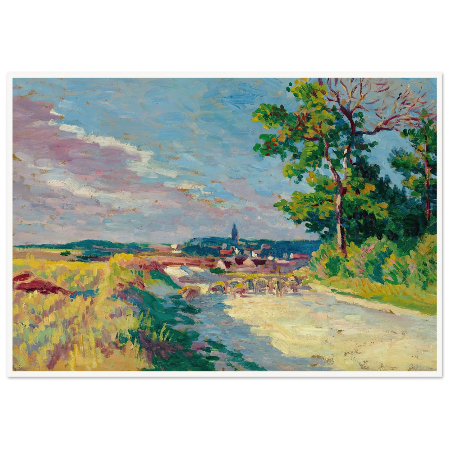 Paysage à Méréville (1904) Art Print | Maximilien Luce - Framed Poster - 30x40 cm / 12x16″ - Black frame