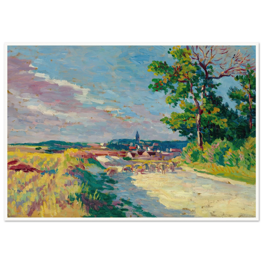Paysage à Méréville (1904) Art Print | Maximilien Luce - Framed Poster - 30x40 cm / 12x16″ - Black frame