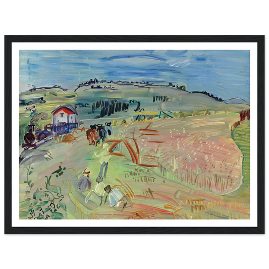 Paysage au champ de blé aux bœufs (circa 1935) Art Print | Raoul Dufy - Framed Poster - 30x40 cm / 12x16″ - Black frame