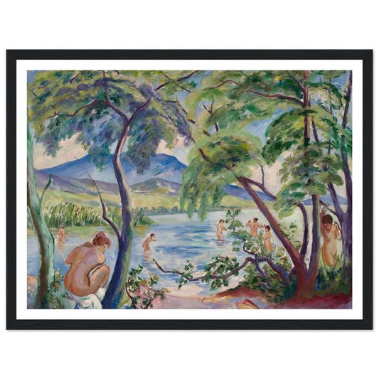 Paysage aux baigneuses, Colombier (1917) Art Print | Henri Manguin - Framed Poster - 30x40 cm / 12x16″ - Black frame
