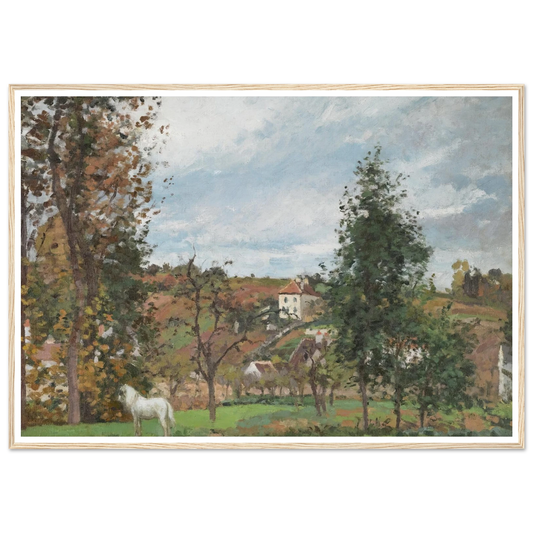 Paysage Avec Cheval Blanc Dans Un Pré, L’hermitage, Pontoise (1872) Art Print | Camille Pissarro - Framed Poster - 30x40 cm / 12x16″ - Black frame