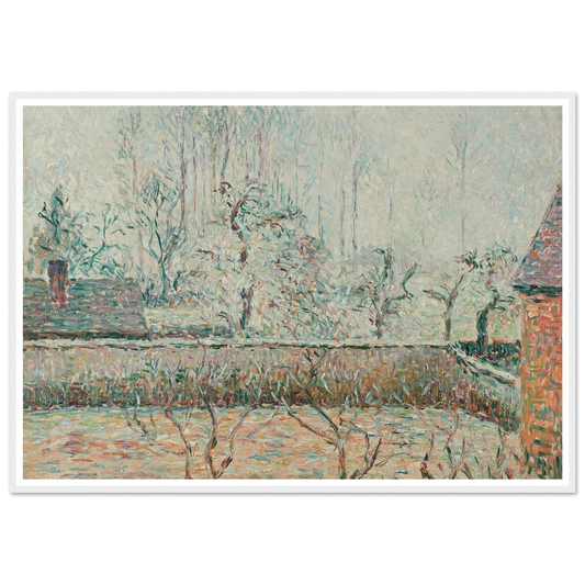 Paysage Avec Maisons Et Mur De Clôture, Givre Et Brume, Éragny (1892) Art Print | Camille Pissarro - Framed Poster - 30x40 cm / 12x16″ - Black frame
