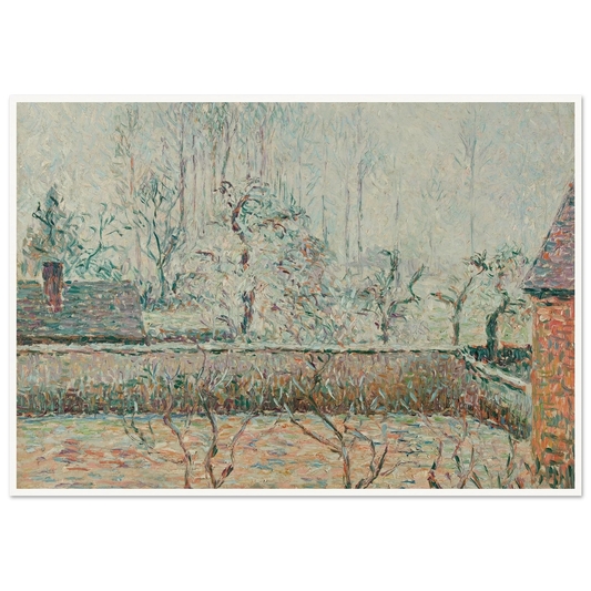Paysage Avec Maisons Et Mur De Clôture, Givre Et Brume, Éragny (1892) Art Print | Camille Pissarro - Framed Poster - 30x40 cm / 12x16″ - Black frame
