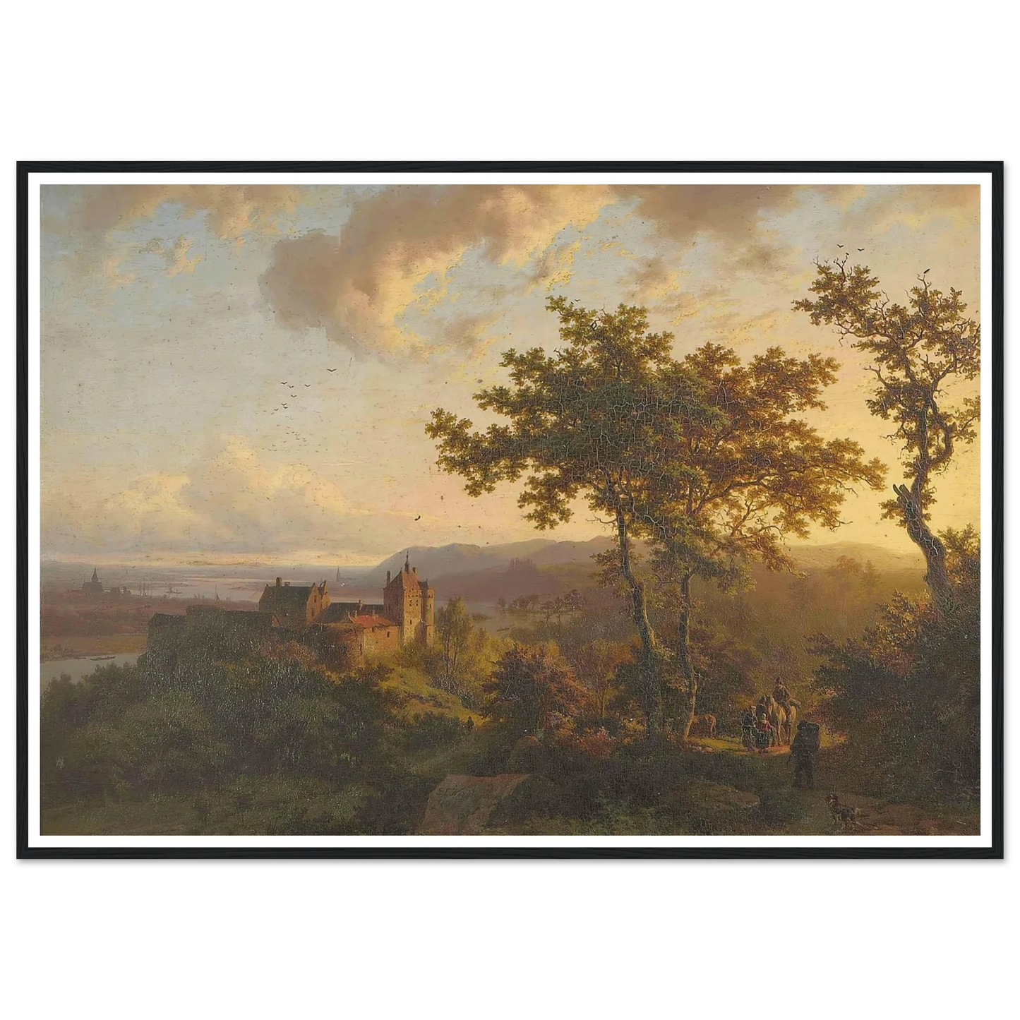 Paysage boisé avec un château (1851) Art Print | Barend Cornelis Koekkoek - Framed Poster - 30x40 cm / 12x16″ - Black frame
