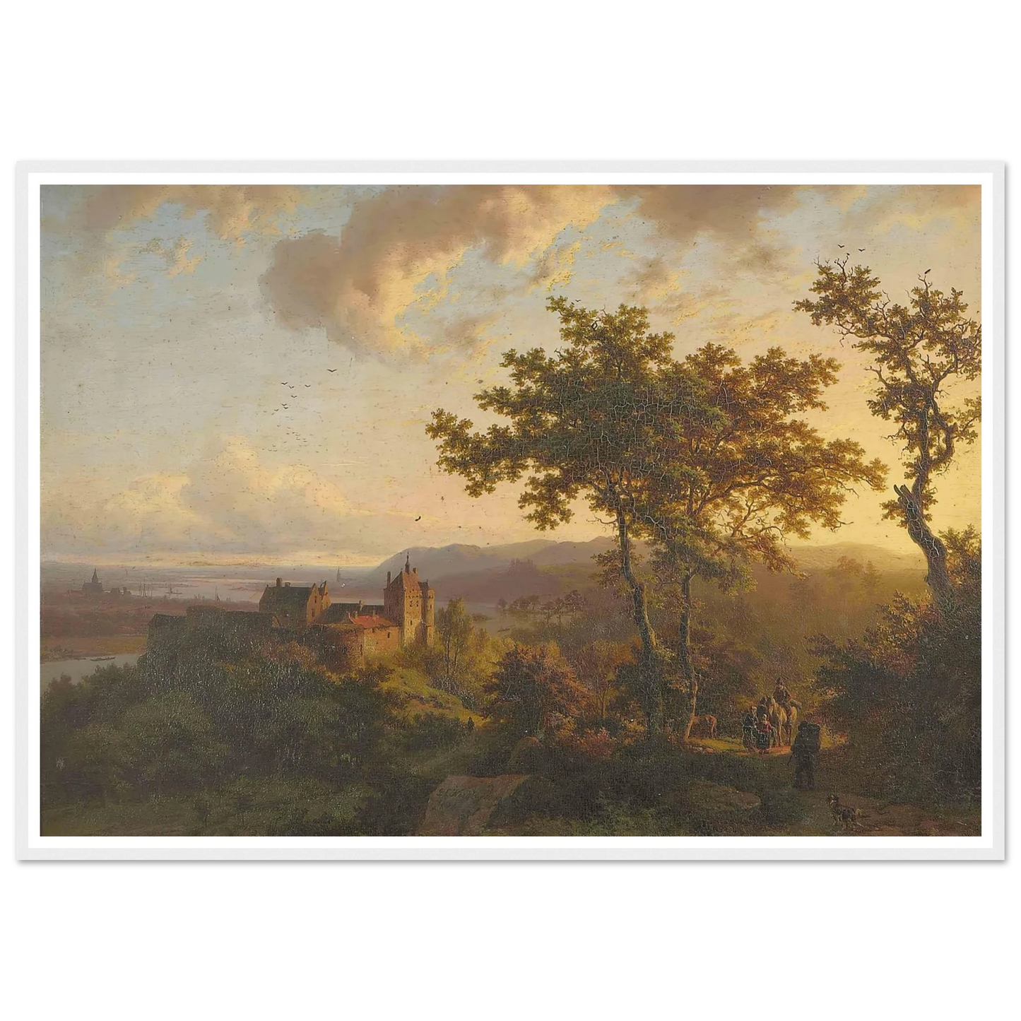 Paysage boisé avec un château (1851) Art Print | Barend Cornelis Koekkoek - Framed Poster - 30x40 cm / 12x16″ - Black frame