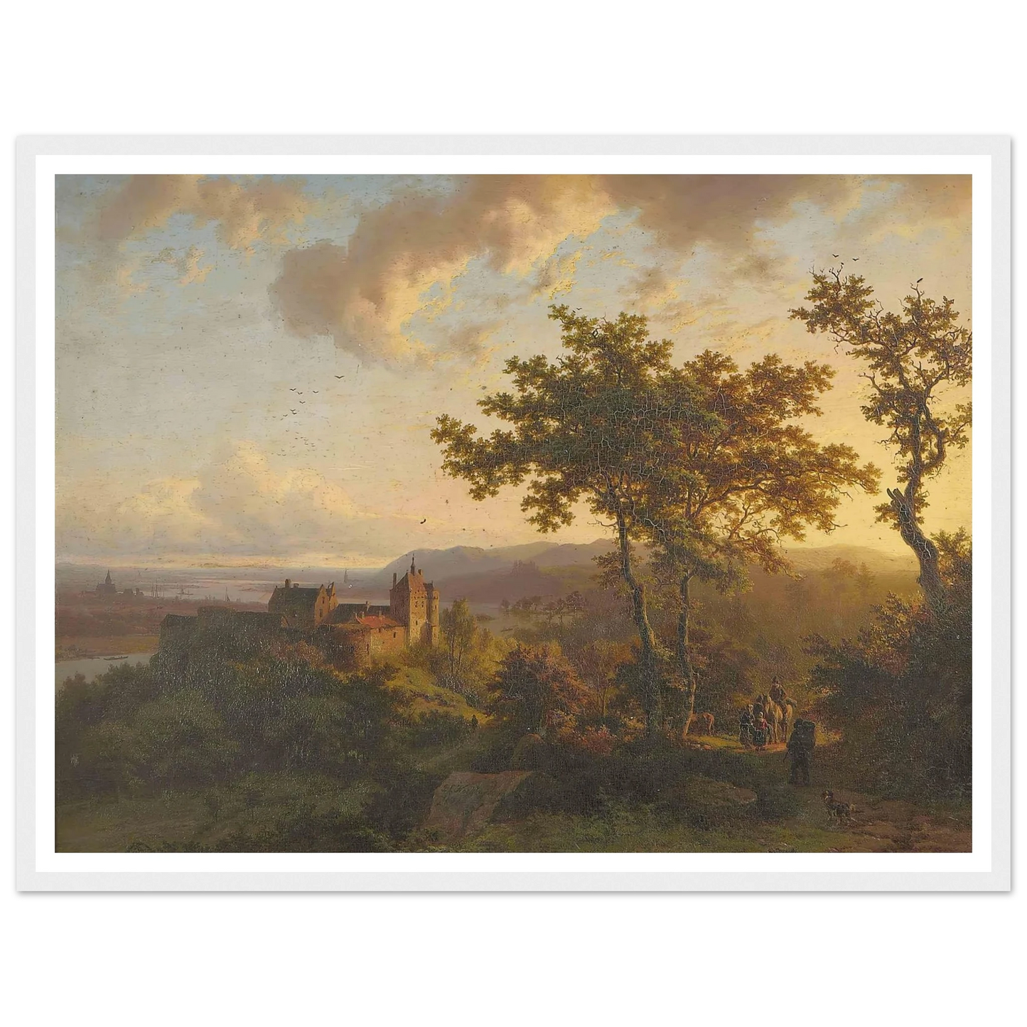 Paysage boisé avec un château (1851) Art Print | Barend Cornelis Koekkoek - Framed Poster - 30x40 cm / 12x16″ - Black frame