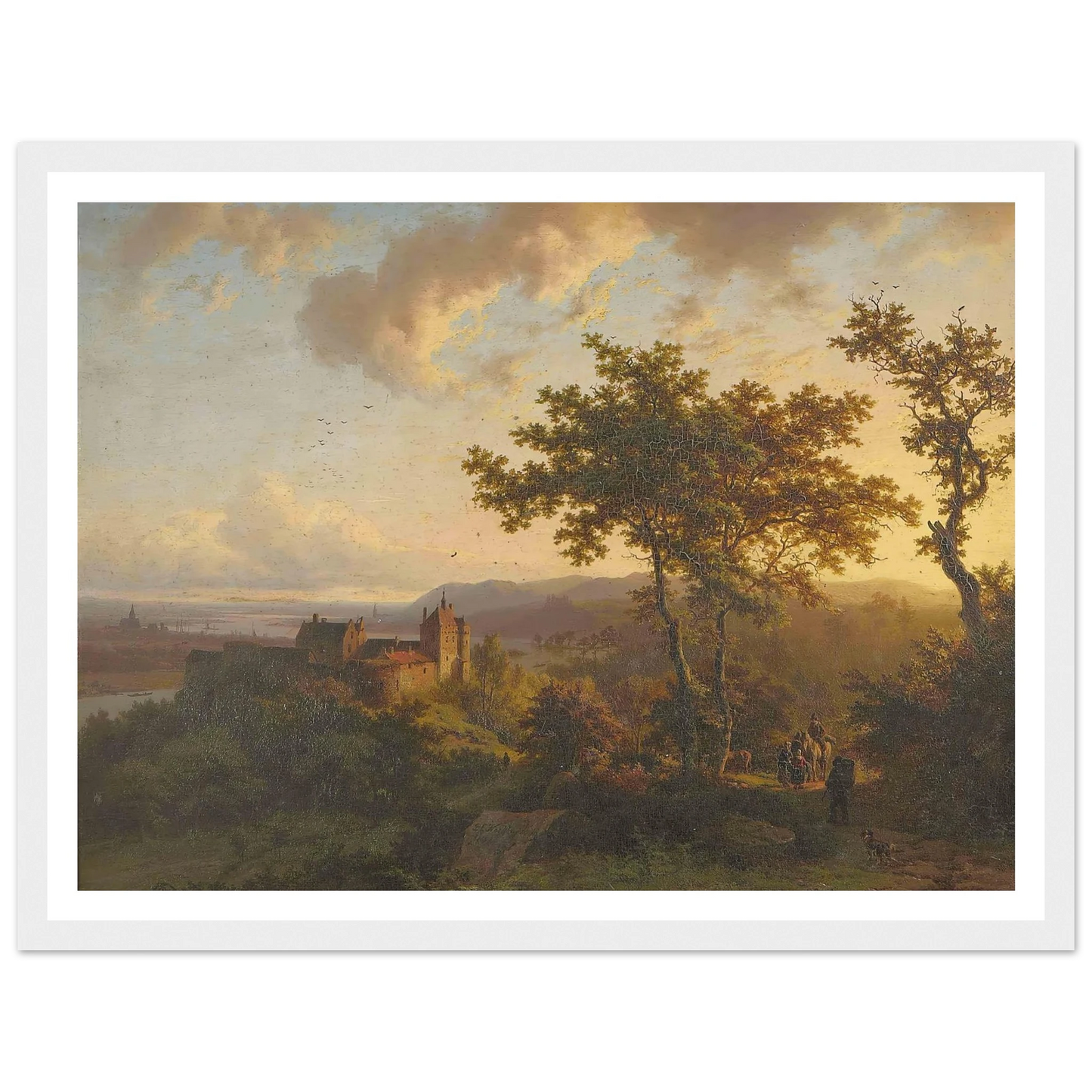 Paysage boisé avec un château (1851) Art Print | Barend Cornelis Koekkoek - Framed Poster - 30x40 cm / 12x16″ - Black frame