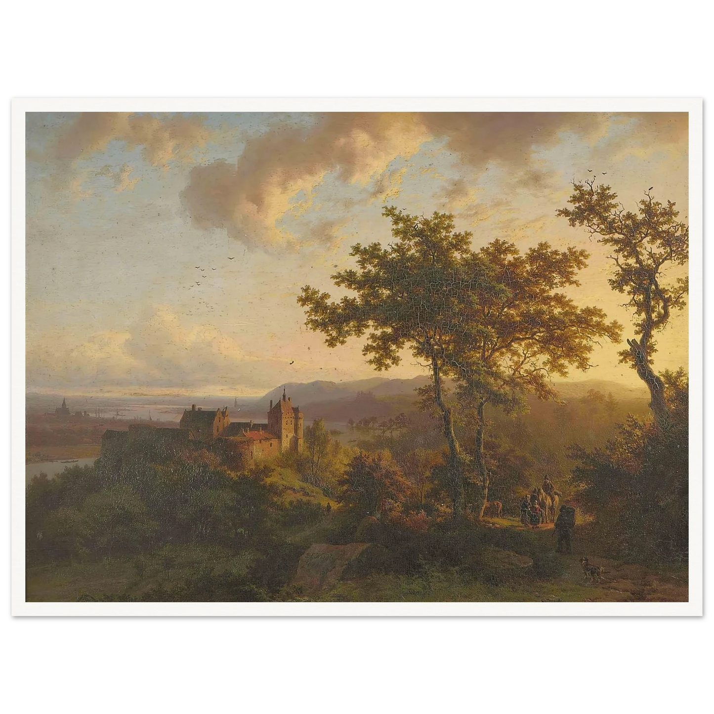 Paysage boisé avec un château (1851) Art Print | Barend Cornelis Koekkoek - Framed Poster - 30x40 cm / 12x16″ - Black frame