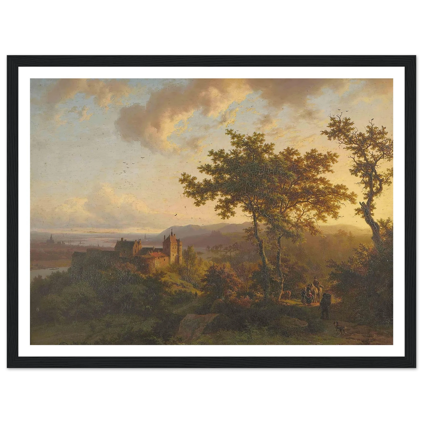 Paysage boisé avec un château (1851) Art Print | Barend Cornelis Koekkoek - Framed Poster - 30x40 cm / 12x16″ - Black frame