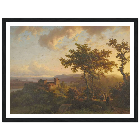 Paysage boisé avec un château (1851) Art Print | Barend Cornelis Koekkoek - Framed Poster - 30x40 cm / 12x16″ - Black frame