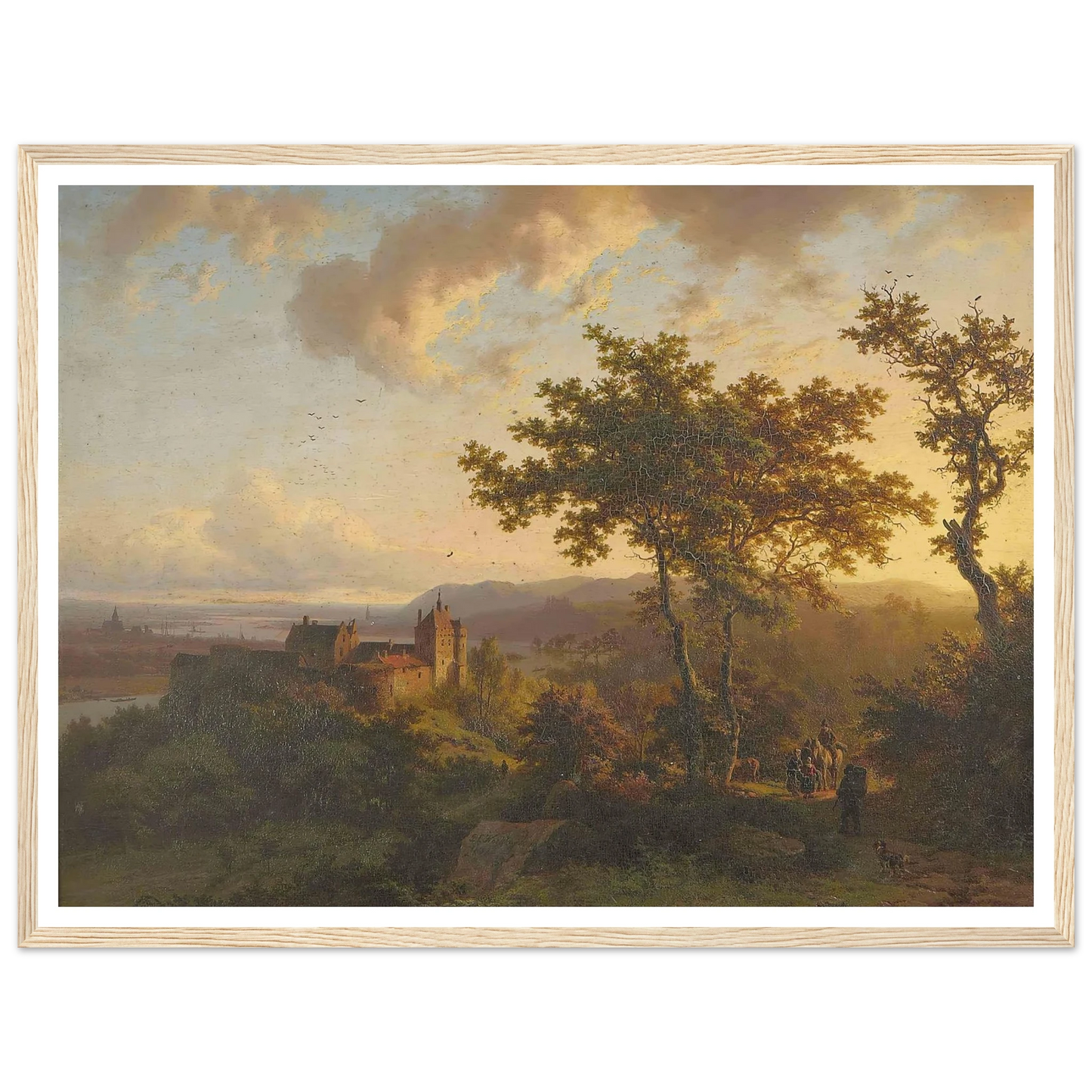 Paysage boisé avec un château (1851) Art Print | Barend Cornelis Koekkoek - Framed Poster - 30x40 cm / 12x16″ - Black frame