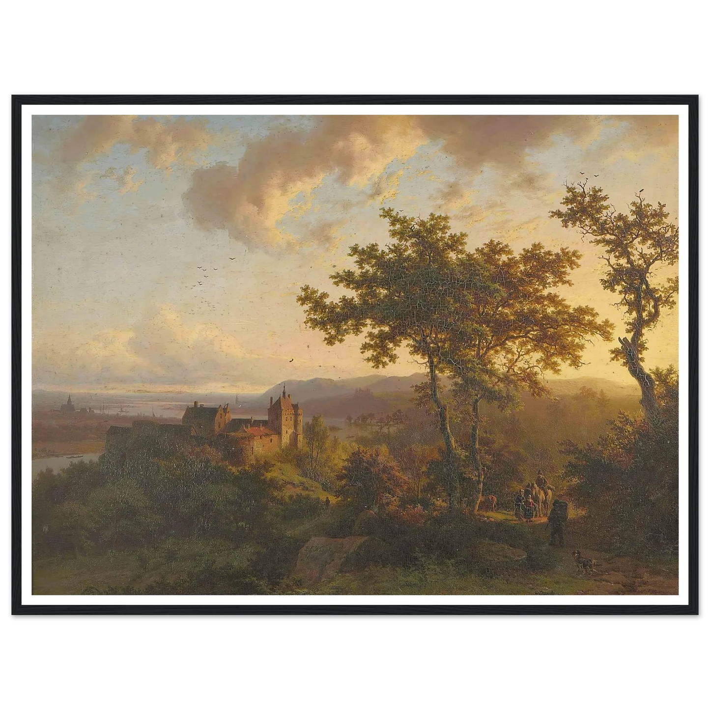 Paysage boisé avec un château (1851) Art Print | Barend Cornelis Koekkoek - Framed Poster - 30x40 cm / 12x16″ - Black frame