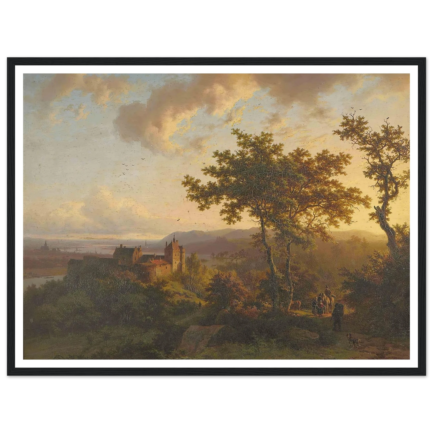 Paysage boisé avec un château (1851) Art Print | Barend Cornelis Koekkoek - Framed Poster - 30x40 cm / 12x16″ - Black frame