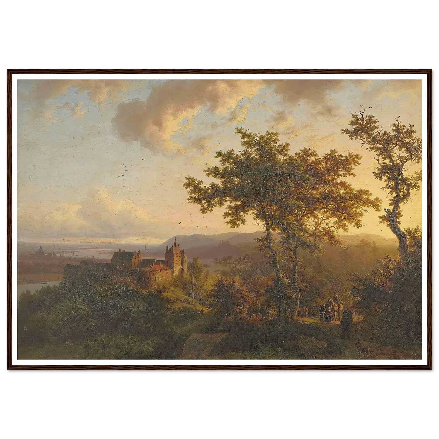 Paysage boisé avec un château (1851) Art Print | Barend Cornelis Koekkoek - Framed Poster - 30x40 cm / 12x16″ - Black frame