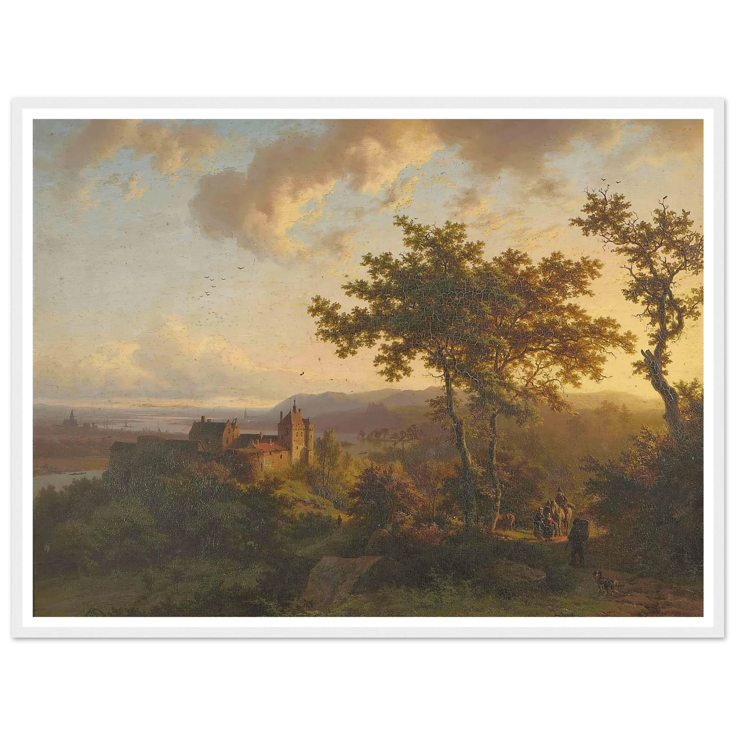 Paysage boisé avec un château (1851) Art Print | Barend Cornelis Koekkoek - Framed Poster - 30x40 cm / 12x16″ - Black frame
