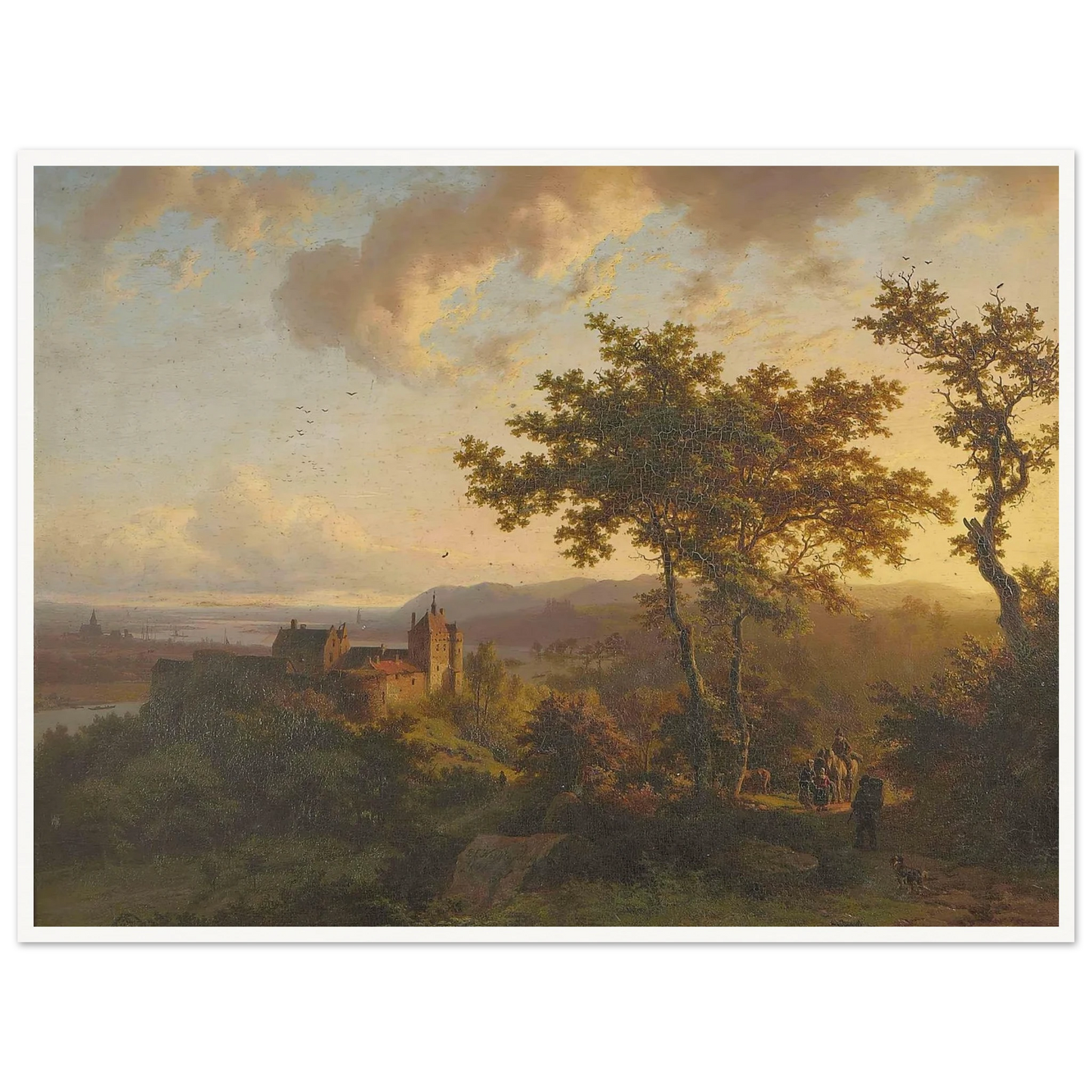 Paysage boisé avec un château (1851) Art Print | Barend Cornelis Koekkoek - Framed Poster - 30x40 cm / 12x16″ - Black frame