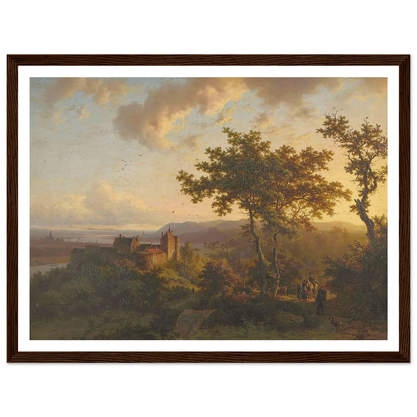 Paysage boisé avec un château (1851) Art Print | Barend Cornelis Koekkoek - Framed Poster - 30x40 cm / 12x16″ - Black frame