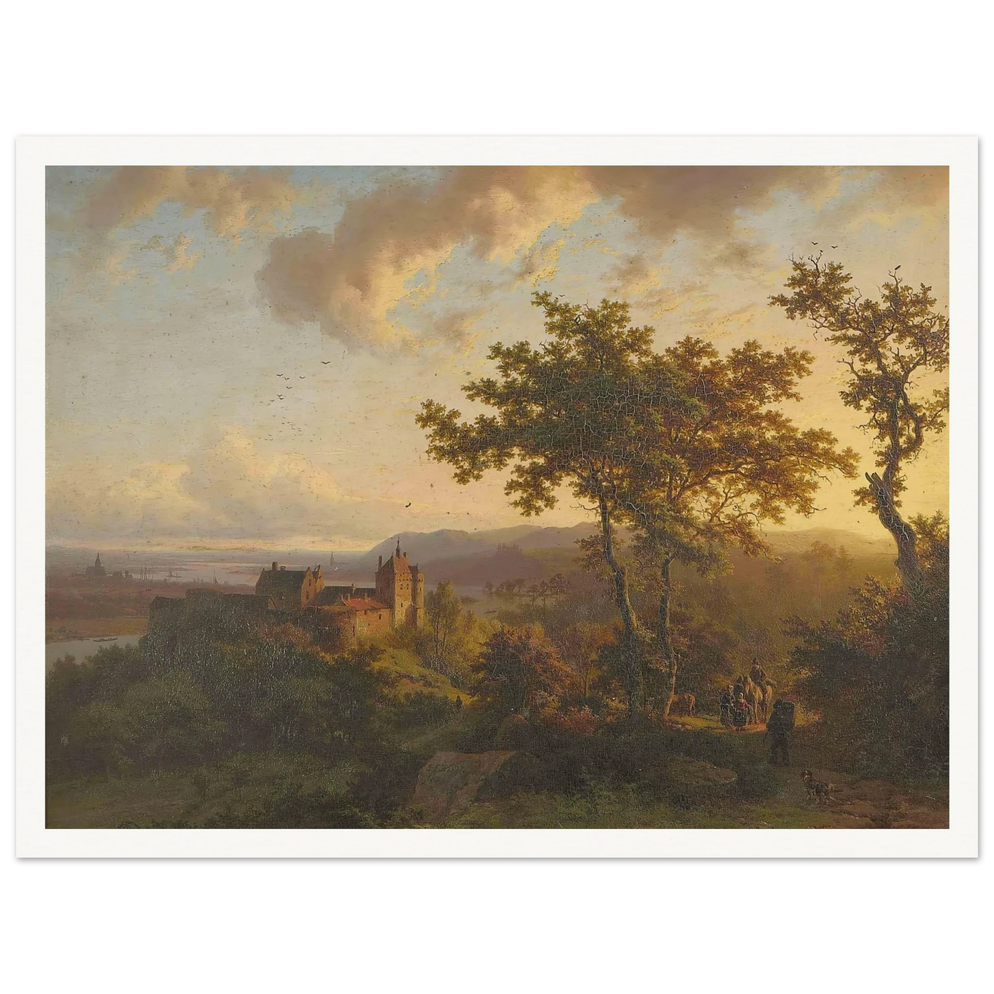 Paysage boisé avec un château (1851) Art Print | Barend Cornelis Koekkoek - Framed Poster - 30x40 cm / 12x16″ - Black frame