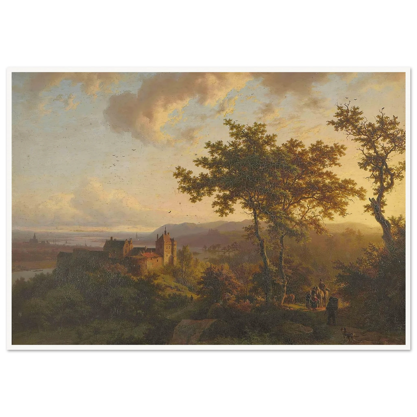 Paysage boisé avec un château (1851) Art Print | Barend Cornelis Koekkoek - Framed Poster - 30x40 cm / 12x16″ - Black frame