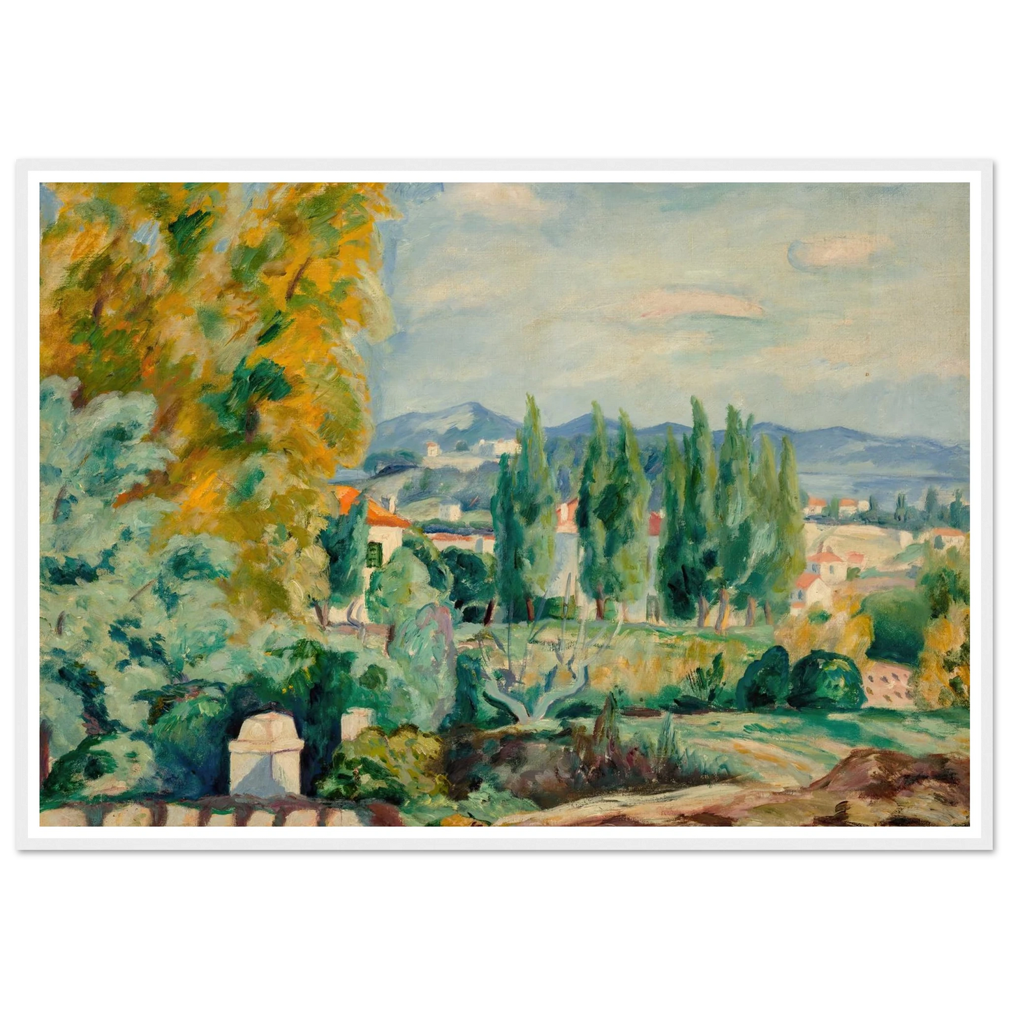 Paysage d’automne aux environs de Saint-Tropez (1922) Art Print | Henri Manguin - Framed Poster - 30x40 cm / 12x16″ - Black frame