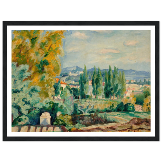 Paysage d’automne aux environs de Saint-Tropez (1922) Art Print | Henri Manguin - Framed Poster - 30x40 cm / 12x16″ - Black frame