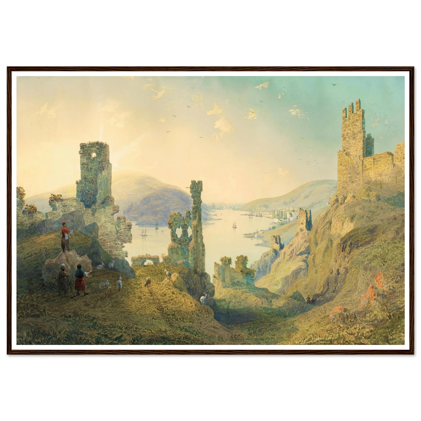 Paysage de Crimée (1842) Art Print | Carlo Bossoli - Framed Poster - 30x40 cm / 12x16″ - Black frame