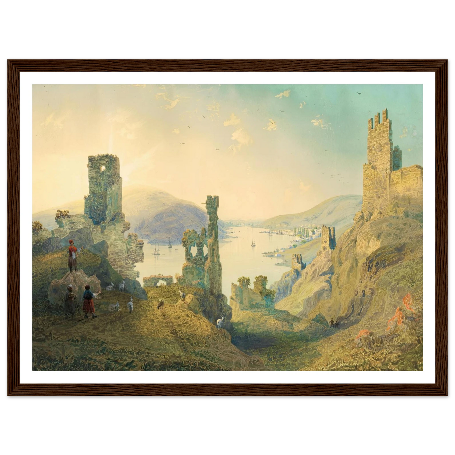 Paysage de Crimée (1842) Art Print | Carlo Bossoli - Framed Poster - 30x40 cm / 12x16″ - Black frame
