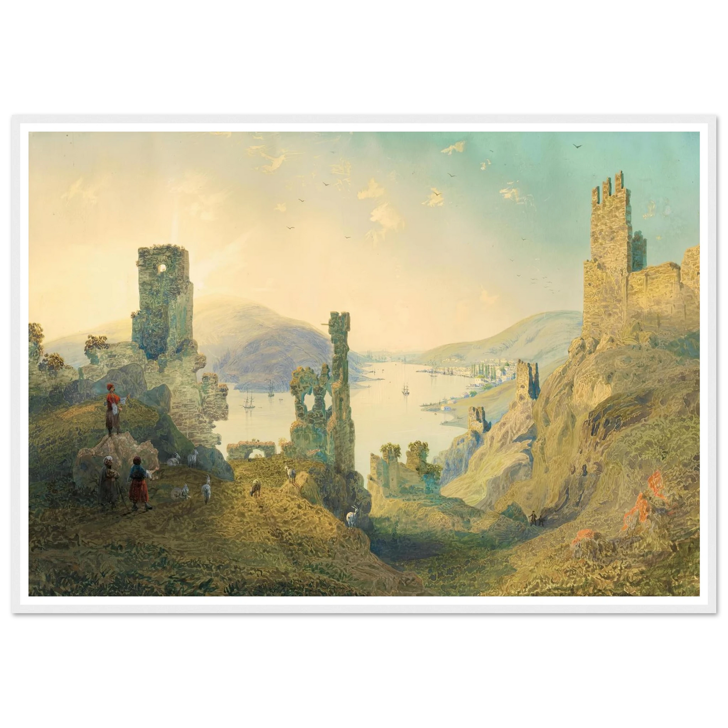 Paysage de Crimée (1842) Art Print | Carlo Bossoli - Framed Poster - 30x40 cm / 12x16″ - Black frame