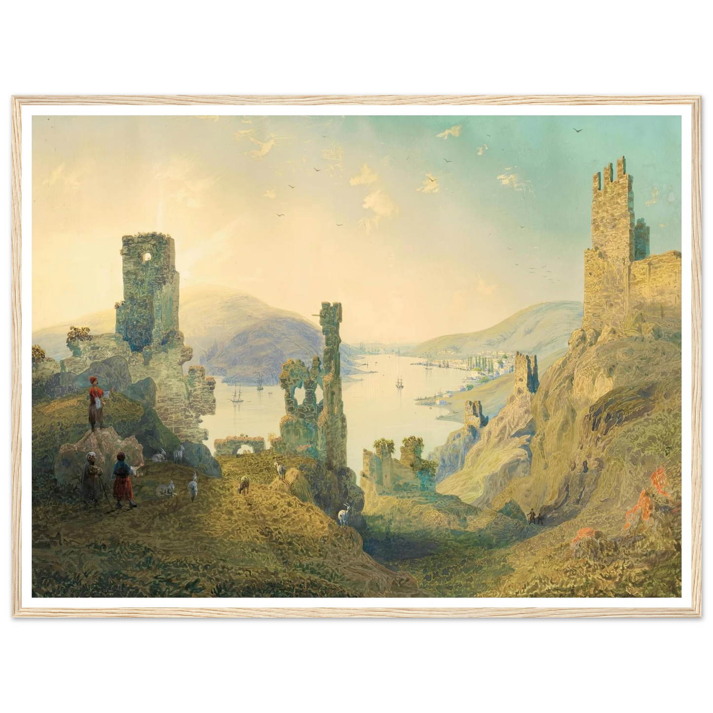 Paysage de Crimée (1842) Art Print | Carlo Bossoli - Framed Poster - 30x40 cm / 12x16″ - Black frame