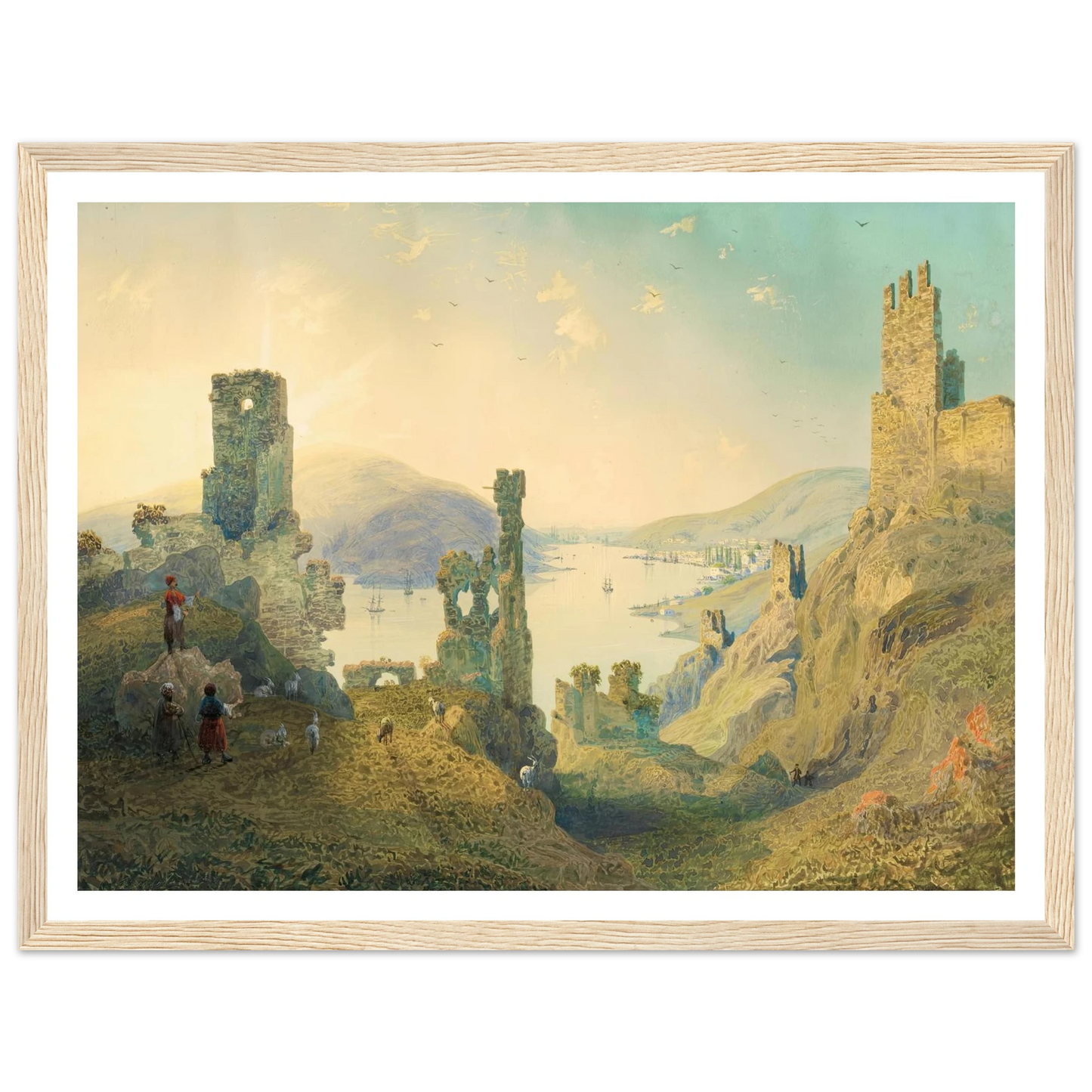 Paysage de Crimée (1842) Art Print | Carlo Bossoli - Framed Poster - 30x40 cm / 12x16″ - Black frame