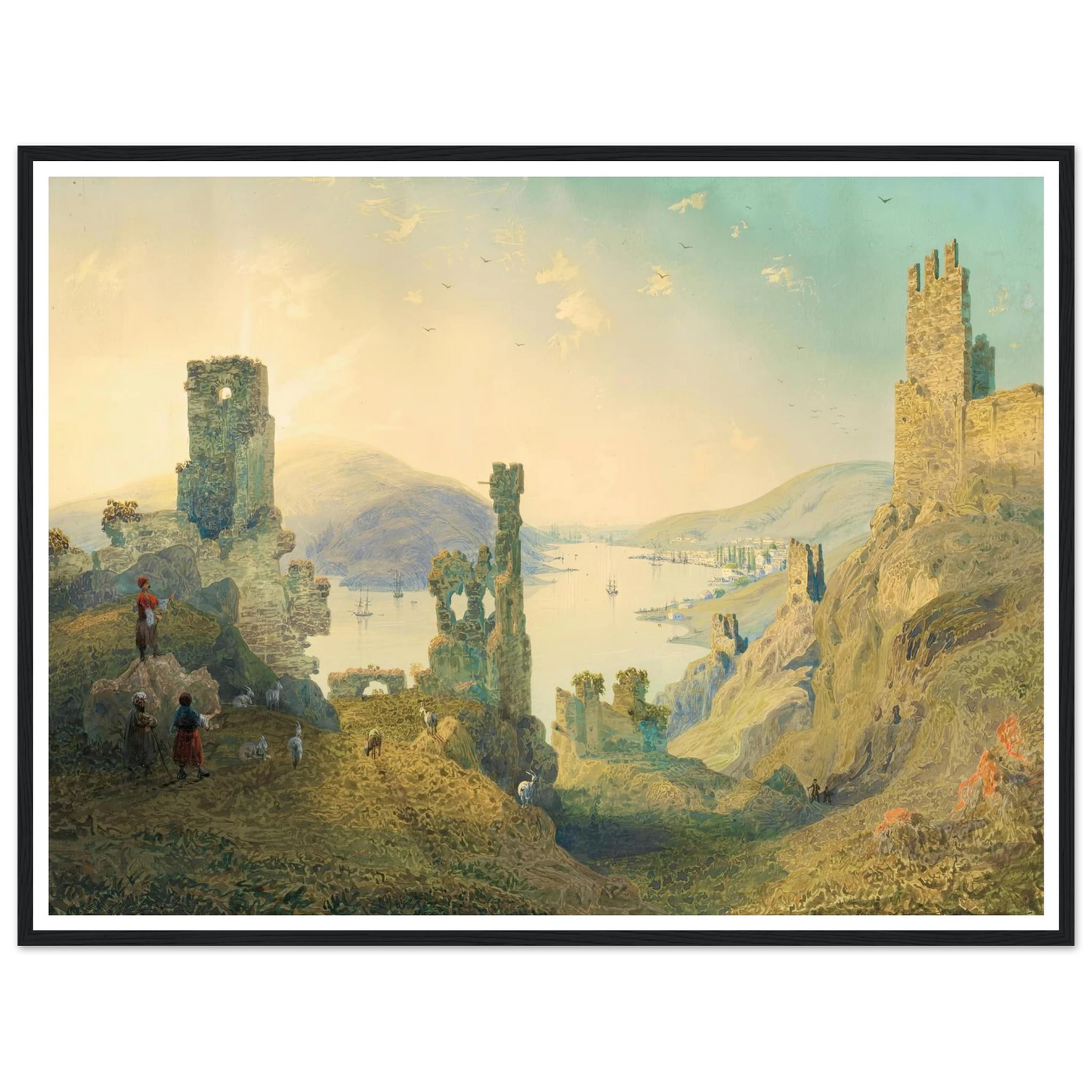 Paysage de Crimée (1842) Art Print | Carlo Bossoli - Framed Poster - 30x40 cm / 12x16″ - Black frame