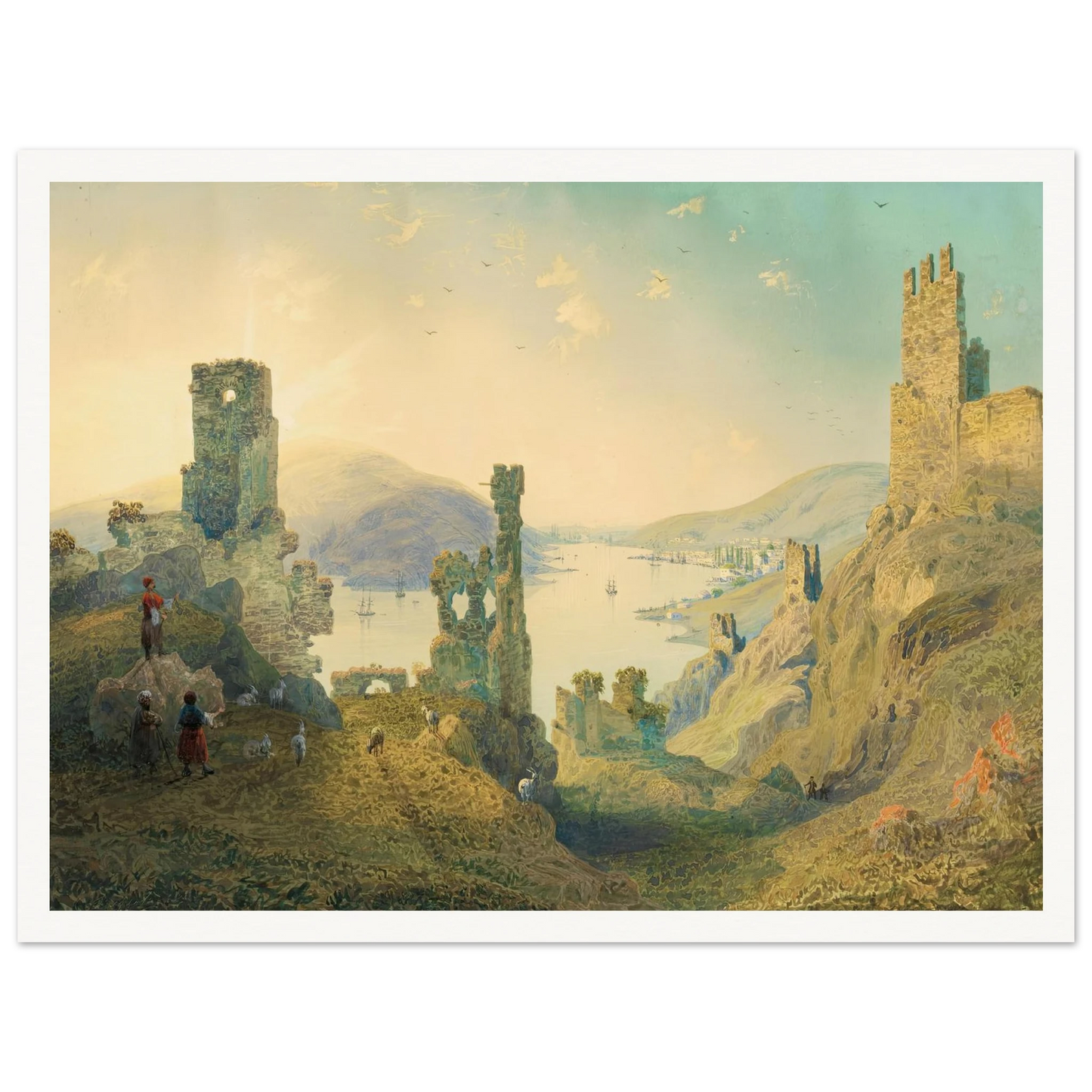 Paysage de Crimée (1842) Art Print | Carlo Bossoli - Framed Poster - 30x40 cm / 12x16″ - Black frame