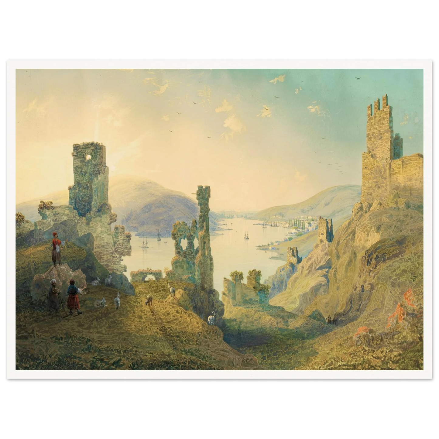 Paysage de Crimée (1842) Art Print | Carlo Bossoli - Framed Poster - 30x40 cm / 12x16″ - Black frame