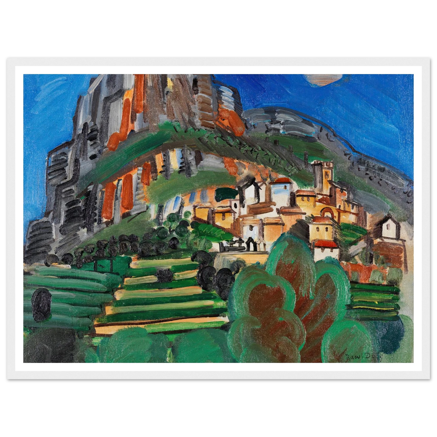 Paysage de Saint-Jeannet (1920) Art Print | Raoul Dufy - Framed Poster - 30x40 cm / 12x16″ - Black frame