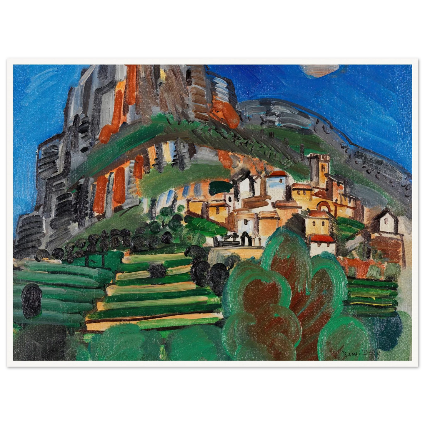 Paysage de Saint-Jeannet (1920) Art Print | Raoul Dufy - Framed Poster - 30x40 cm / 12x16″ - Black frame