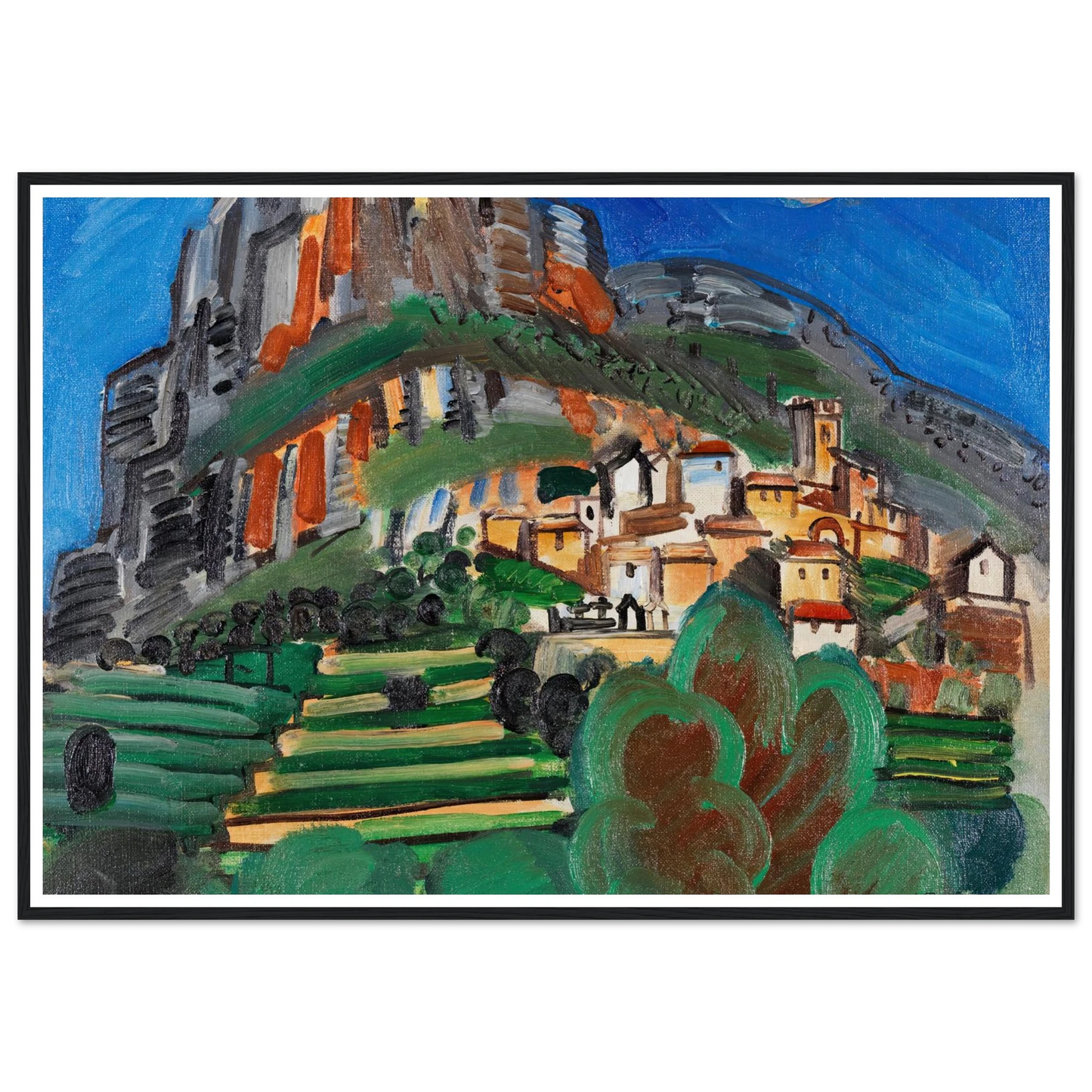 Paysage de Saint-Jeannet (1920) Art Print | Raoul Dufy - Framed Poster - 30x40 cm / 12x16″ - Black frame