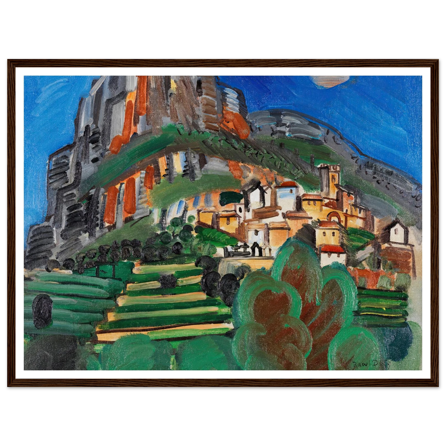 Paysage de Saint-Jeannet (1920) Art Print | Raoul Dufy - Framed Poster - 30x40 cm / 12x16″ - Black frame