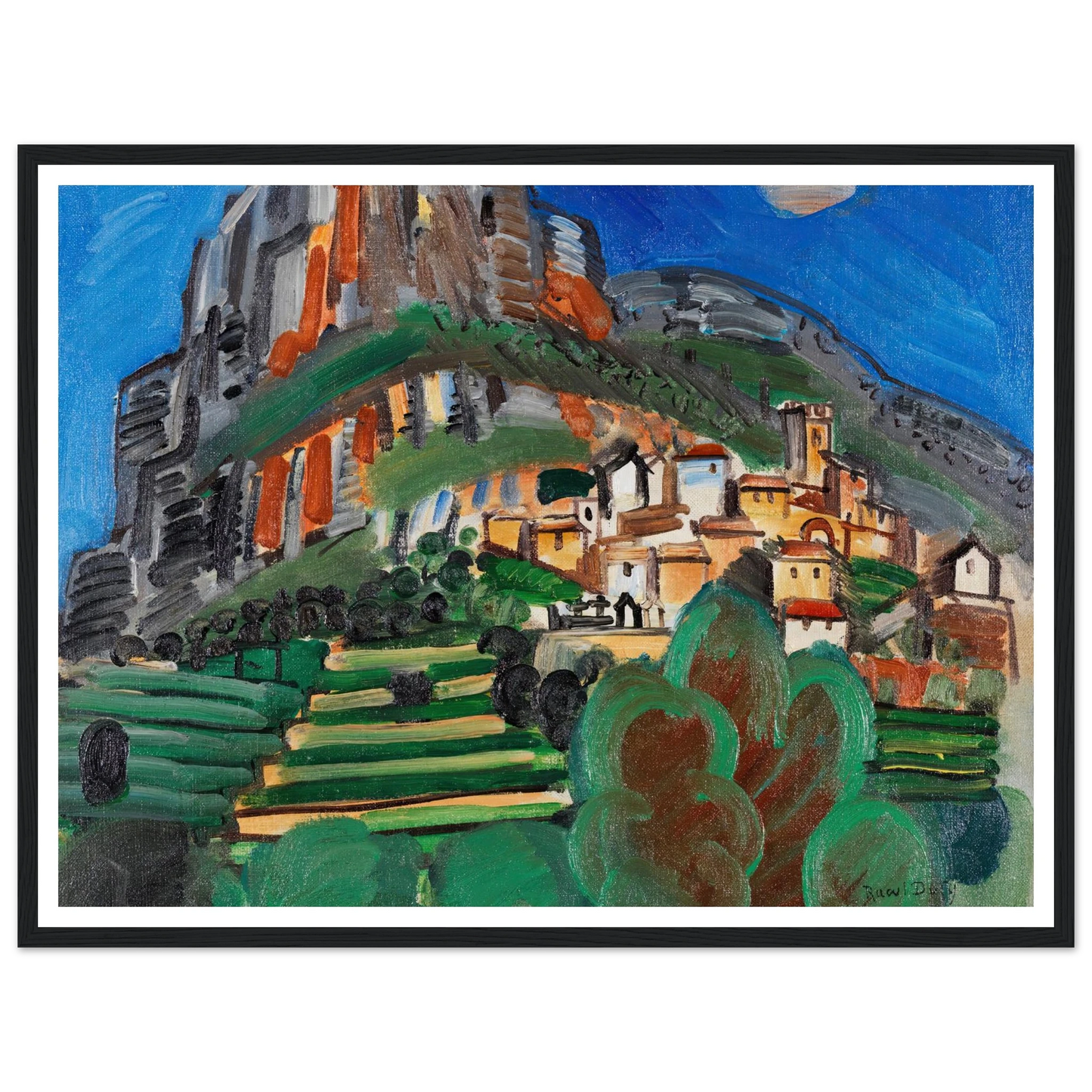 Paysage de Saint-Jeannet (1920) Art Print | Raoul Dufy - Framed Poster - 30x40 cm / 12x16″ - Black frame