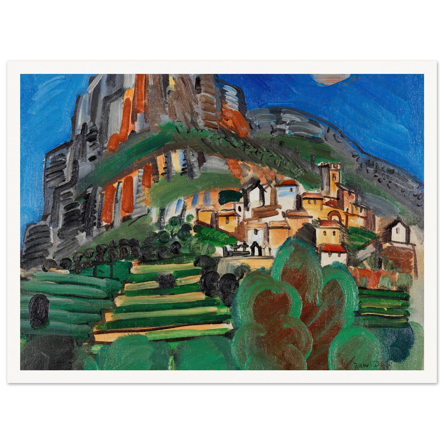 Paysage de Saint-Jeannet (1920) Art Print | Raoul Dufy - Framed Poster - 30x40 cm / 12x16″ - Black frame
