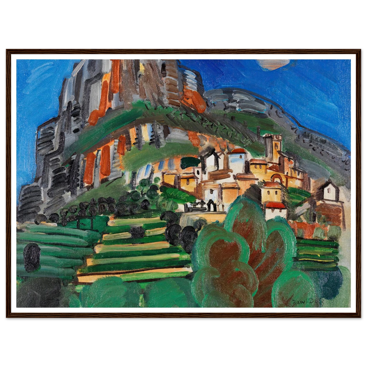 Paysage de Saint-Jeannet (1920) Art Print | Raoul Dufy - Framed Poster - 30x40 cm / 12x16″ - Black frame