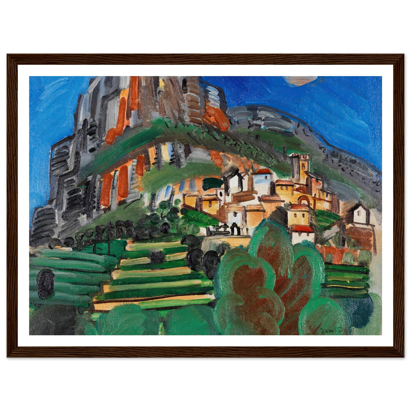 Paysage de Saint-Jeannet (1920) Art Print | Raoul Dufy - Framed Poster - 30x40 cm / 12x16″ - Black frame