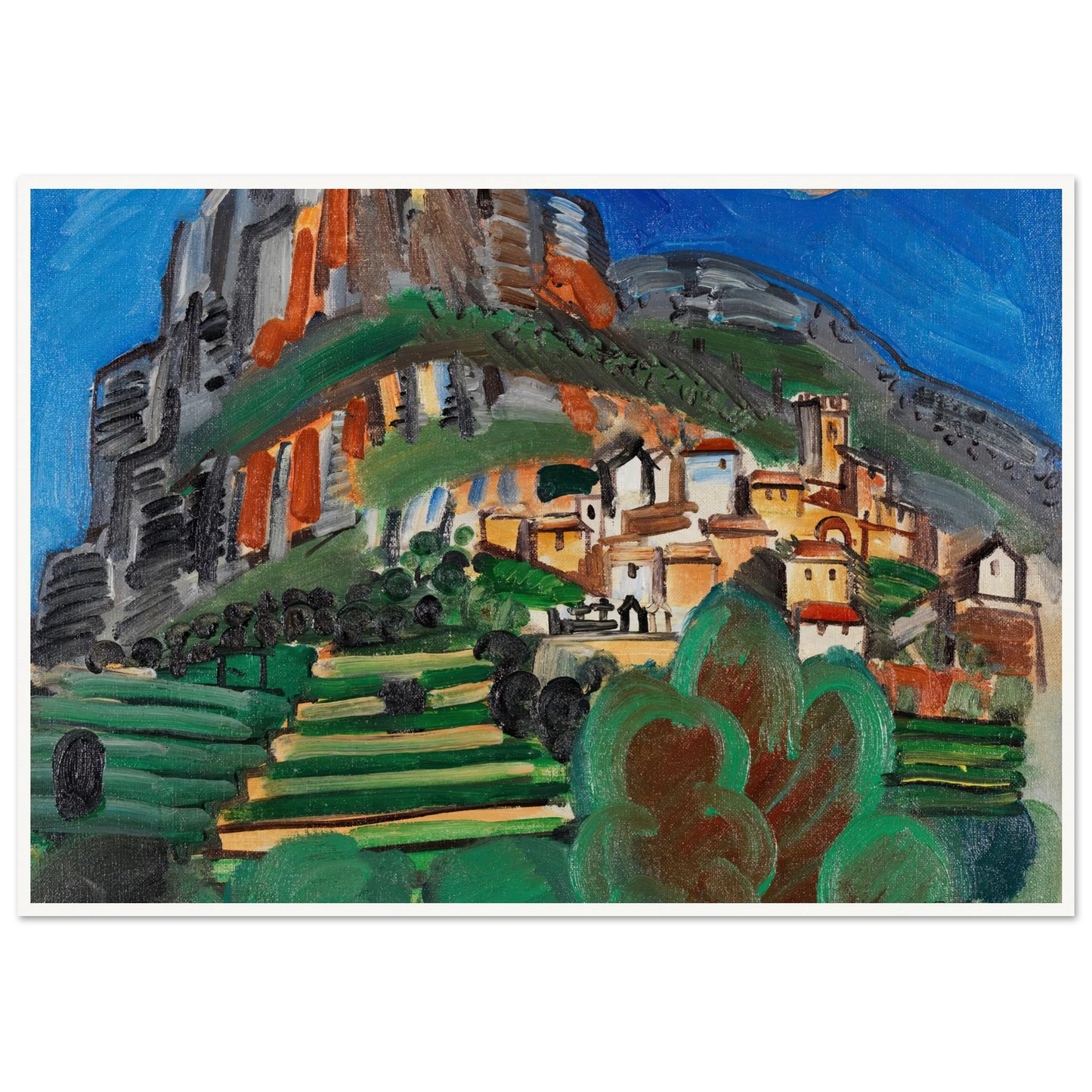 Paysage de Saint-Jeannet (1920) Art Print | Raoul Dufy - Framed Poster - 30x40 cm / 12x16″ - Black frame