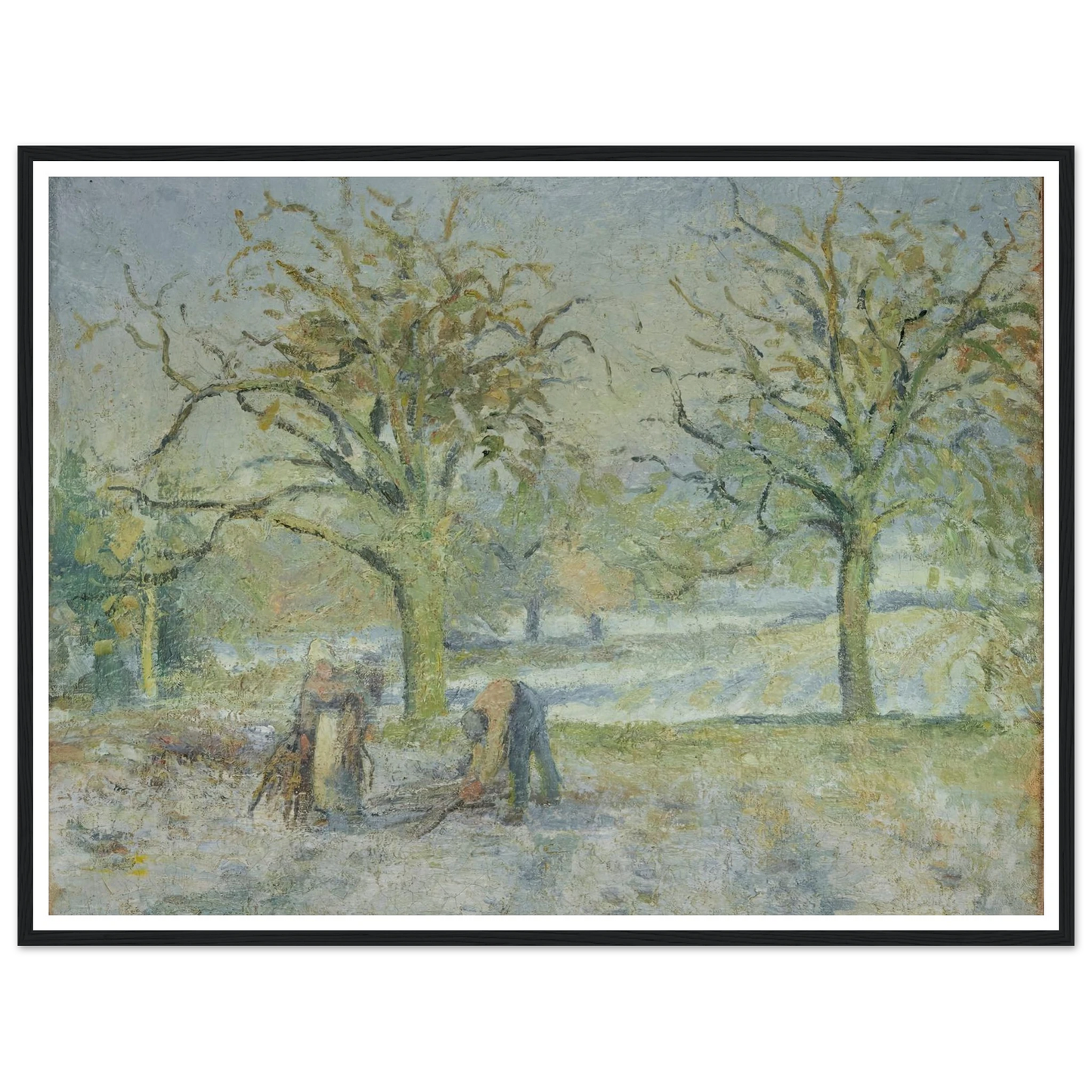 Paysage d’Hiver (1876) Art Print | Camille Pissarro - Framed Poster - 30x40 cm / 12x16″ - Black frame