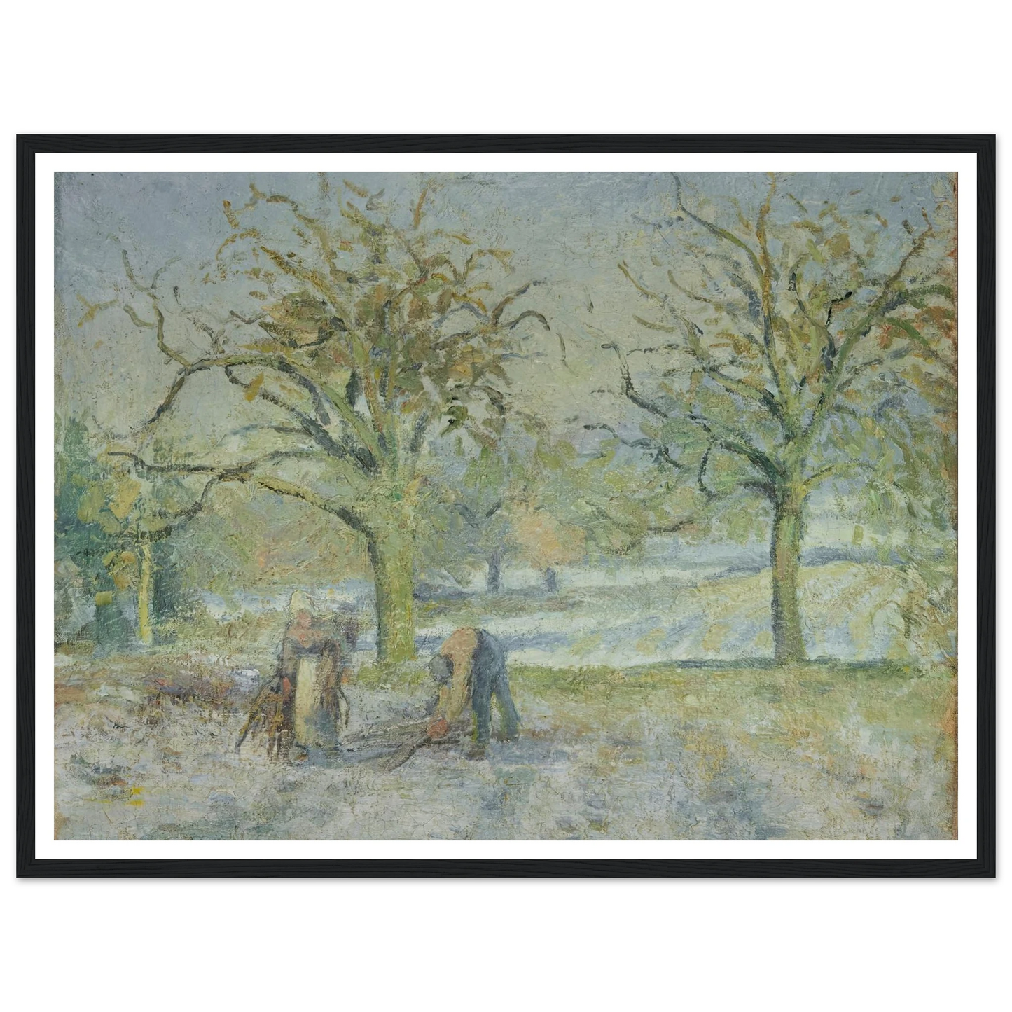Paysage d’Hiver (1876) Art Print | Camille Pissarro - Framed Poster - 30x40 cm / 12x16″ - Black frame