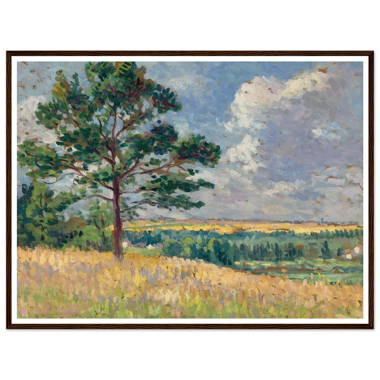 Paysage près de Méréville (circa 1905) Art Print | Maximilien Luce - Framed Poster - 30x40 cm / 12x16″ - Black frame
